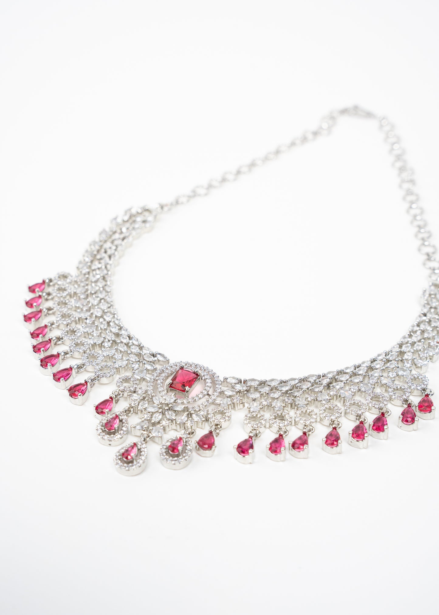Ruby Crystal Elegance AD Necklace Set