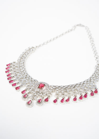 Ruby Crystal Elegance AD Necklace Set