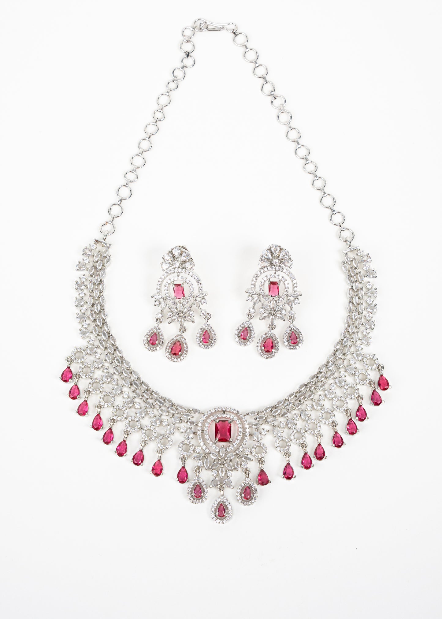 Ruby Crystal Elegance AD Necklace Set