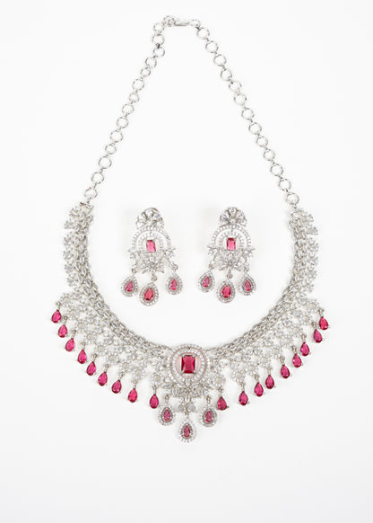 Ruby Crystal Elegance AD Necklace Set