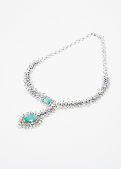 Aqua Blue Crystal AD Necklace Set