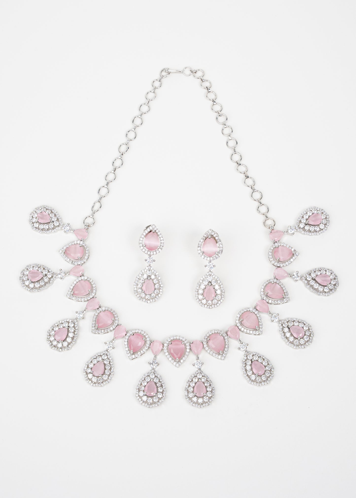 Blush Pink Statement AD Necklace Set