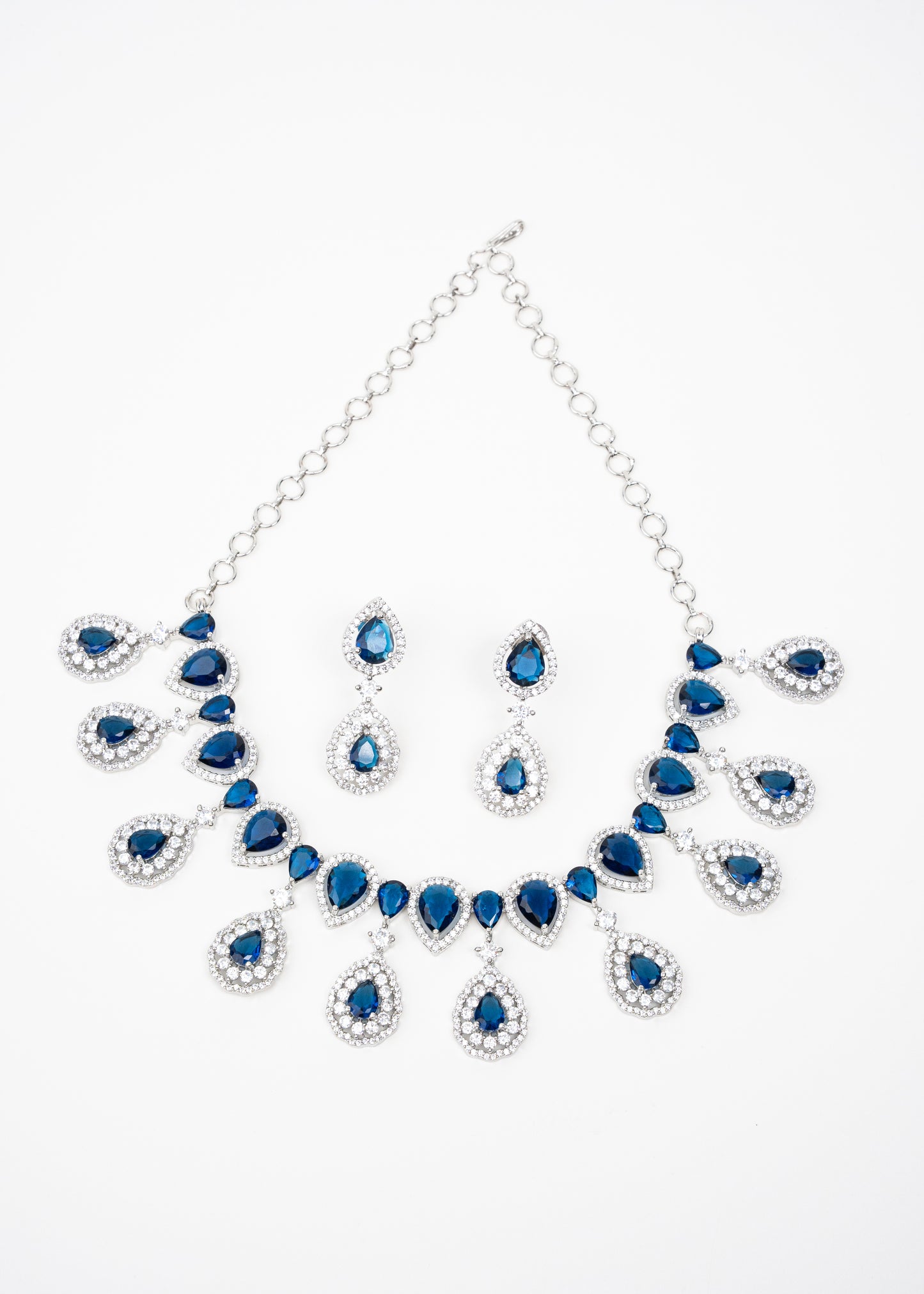 Royal Blue Crystal AD Necklace Set