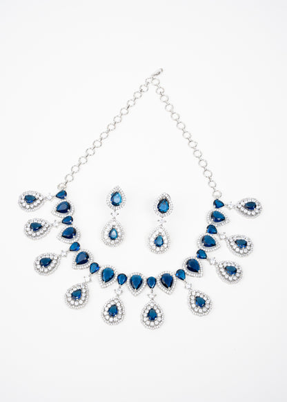Royal Blue Crystal AD Necklace Set