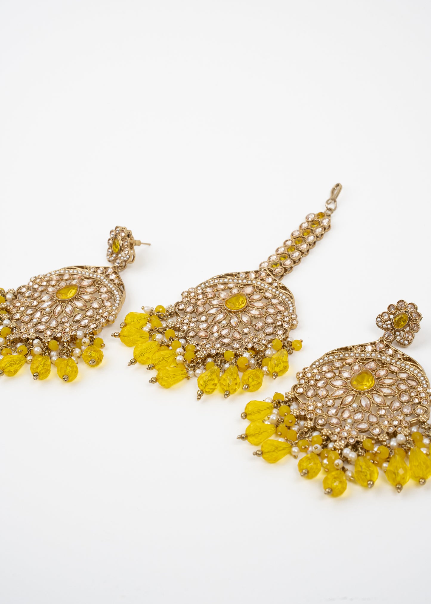 Golden Radiance Jhumka Set with Yellow Accents