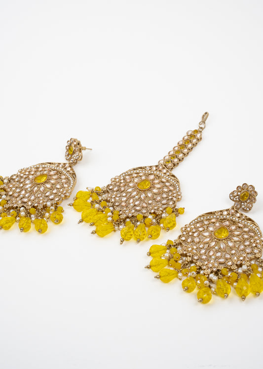 Golden Radiance Jhumka Set with Yellow Accents