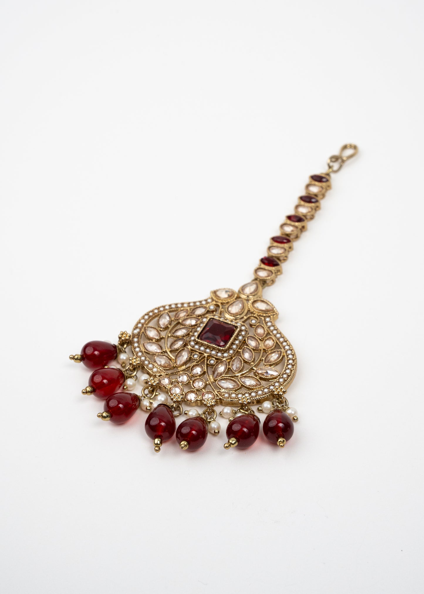 Deep Maroon Jhumka Set with Antique Finish
