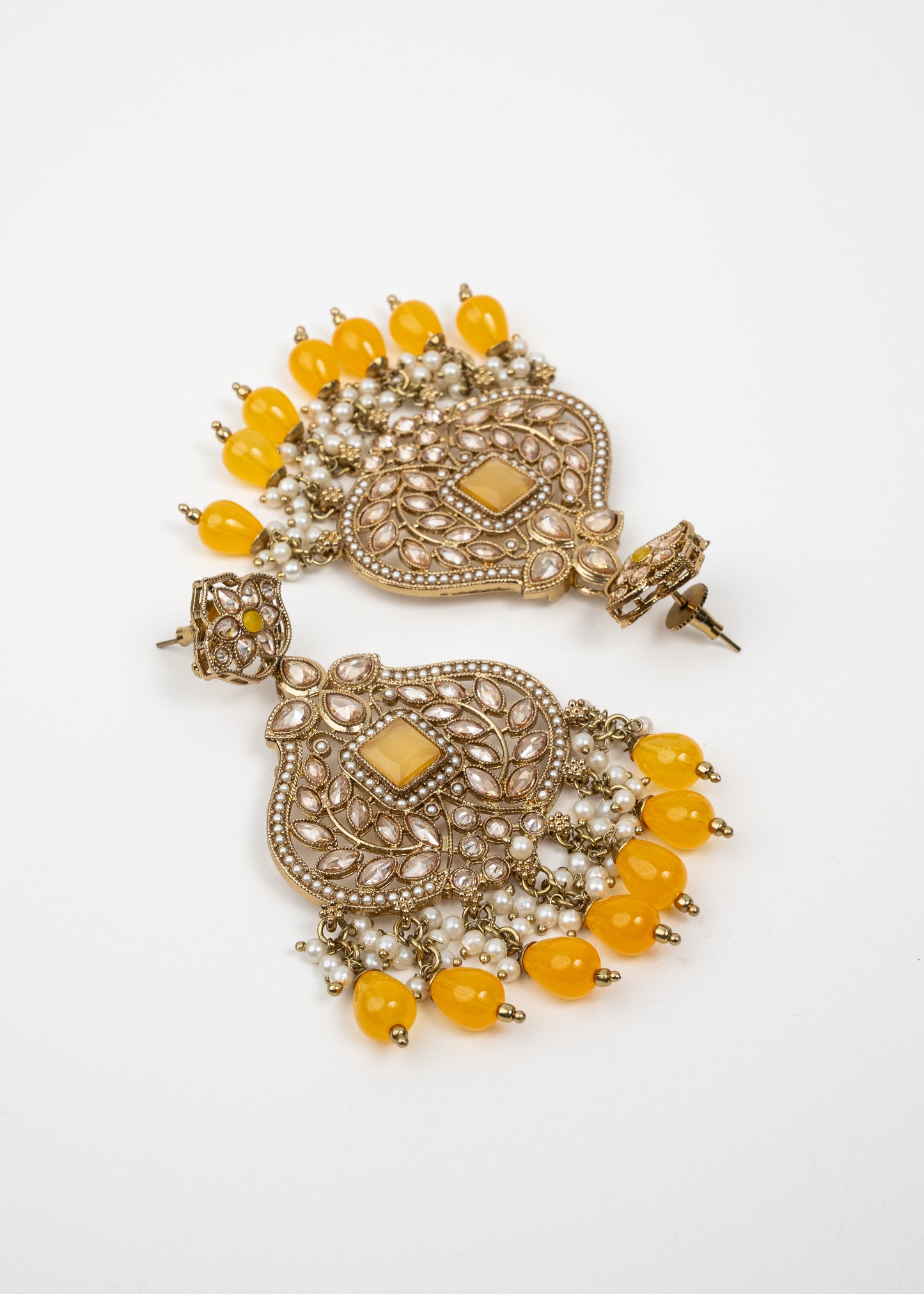 Golden Glow Jhumka Set with Mustard Yellow Accents