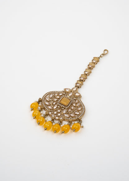 Golden Glow Jhumka Set with Mustard Yellow Accents