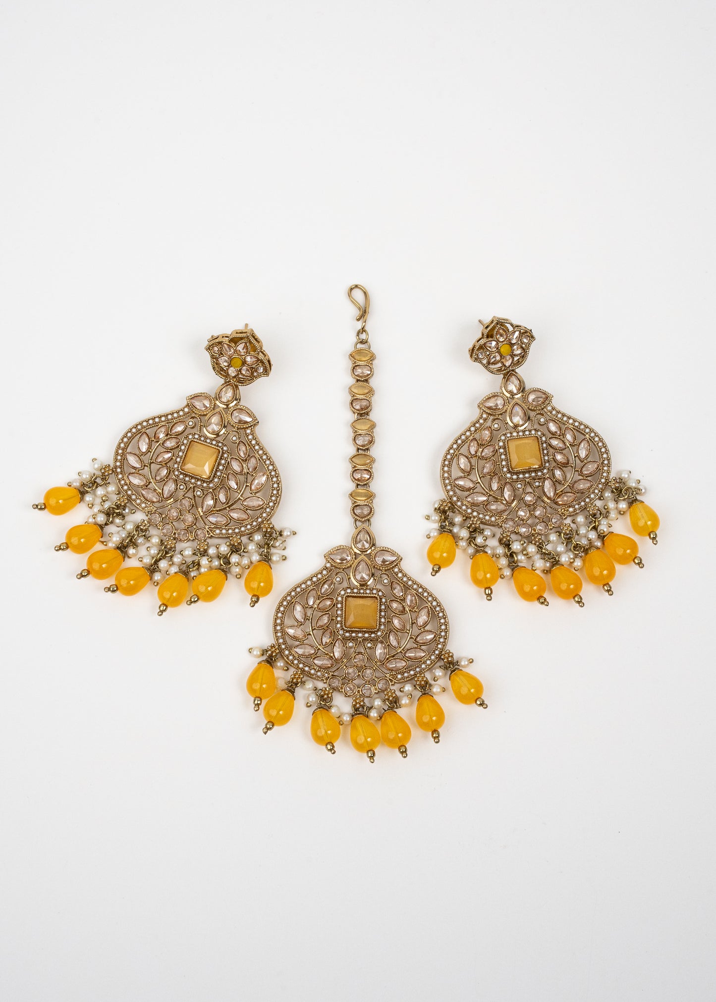 Golden Glow Jhumka Set with Mustard Yellow Accents