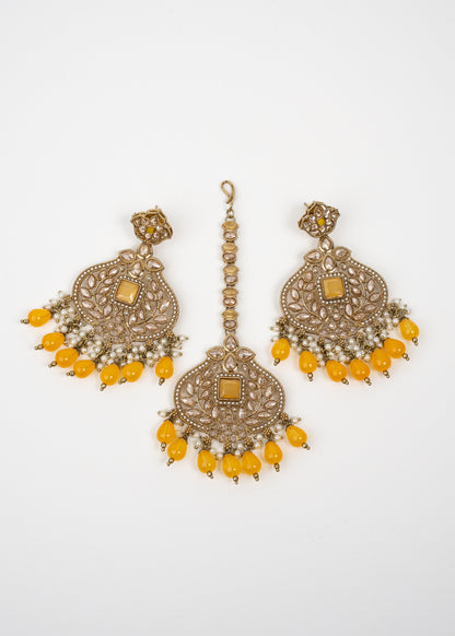 Golden Glow Jhumka Set with Mustard Yellow Accents
