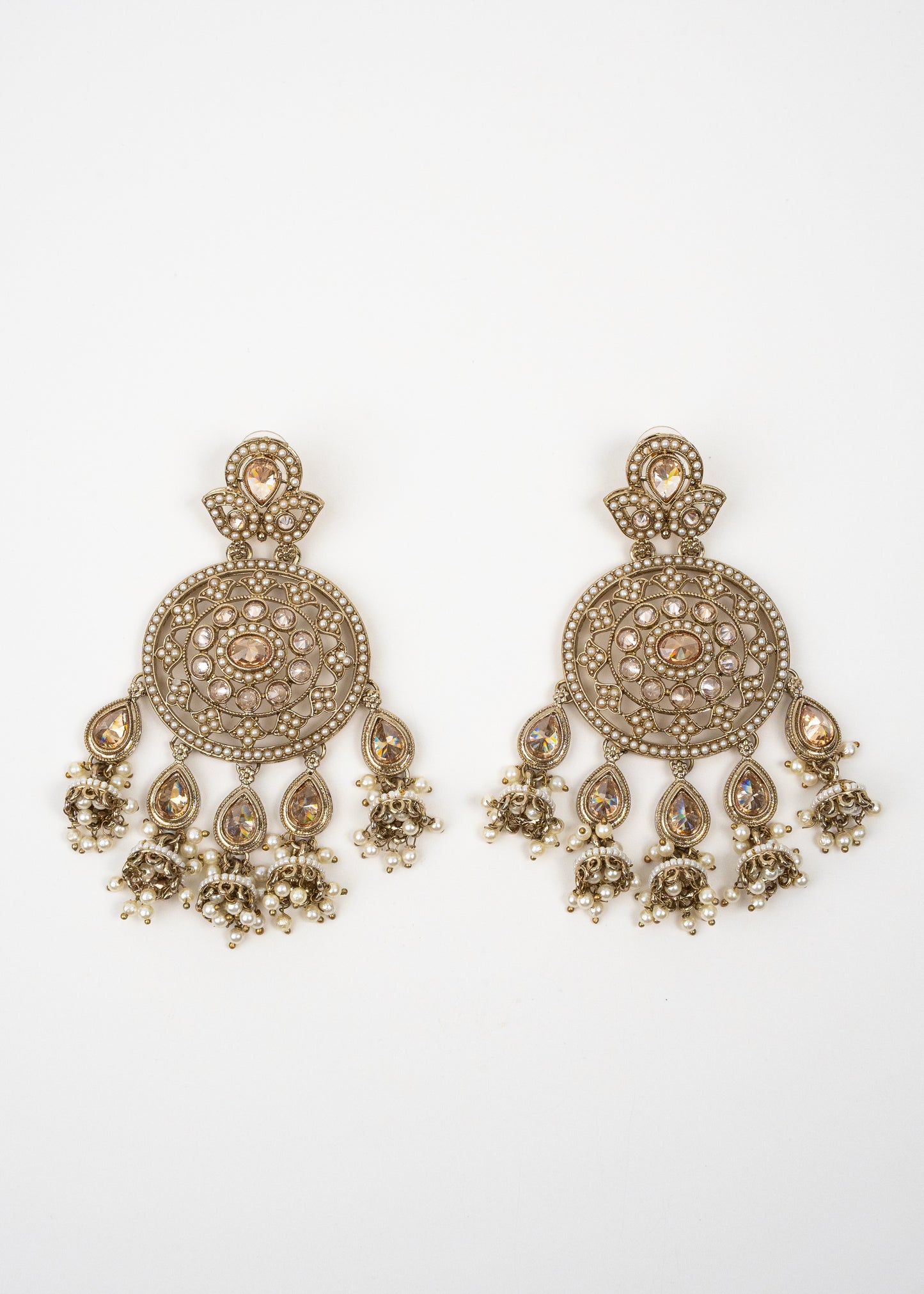 Classic Wine Polki Pearl Drop Earrings