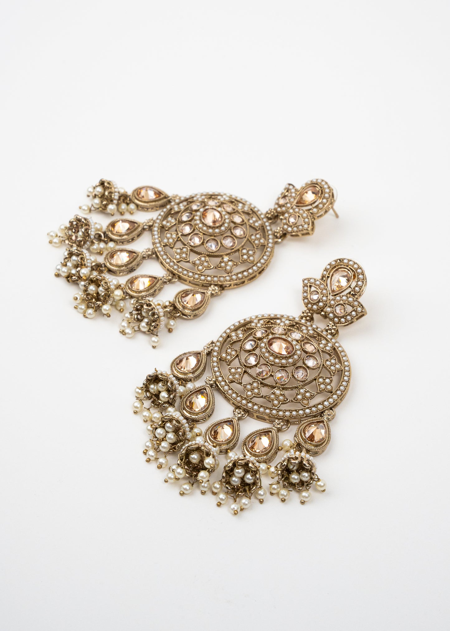 Classic Wine Polki Pearl Drop Earrings