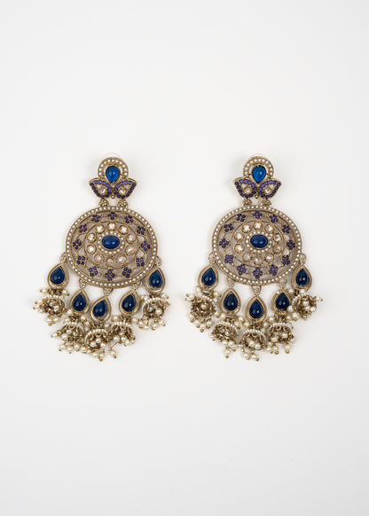 Royal Blue Stone Chandelier Earrings