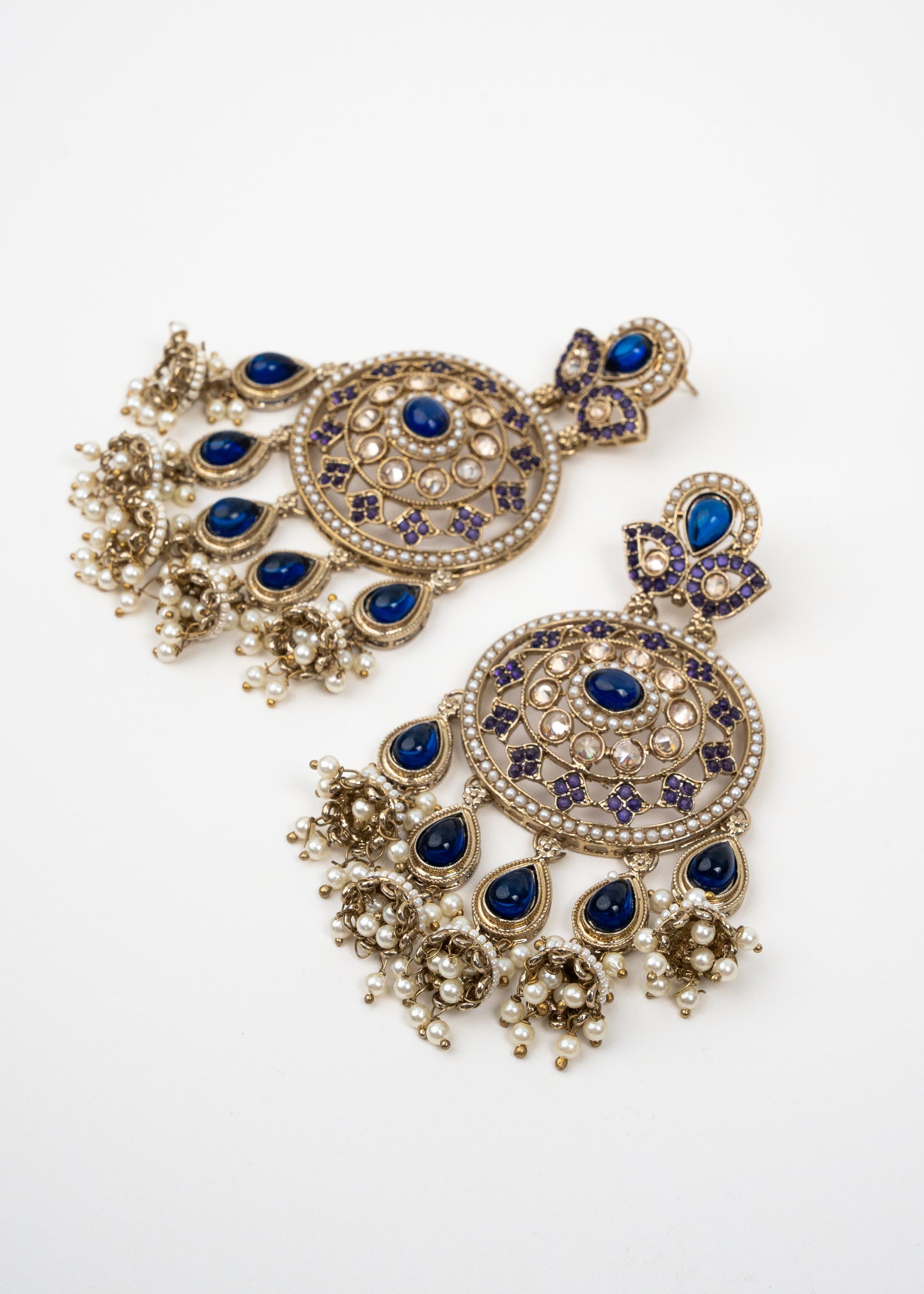 Royal Blue Stone Chandelier Earrings