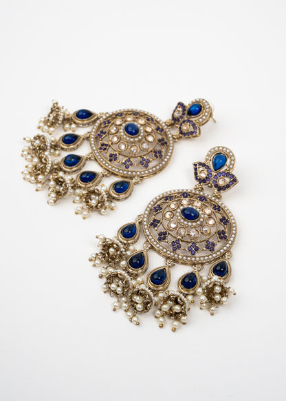 Royal Blue Stone Chandelier Earrings