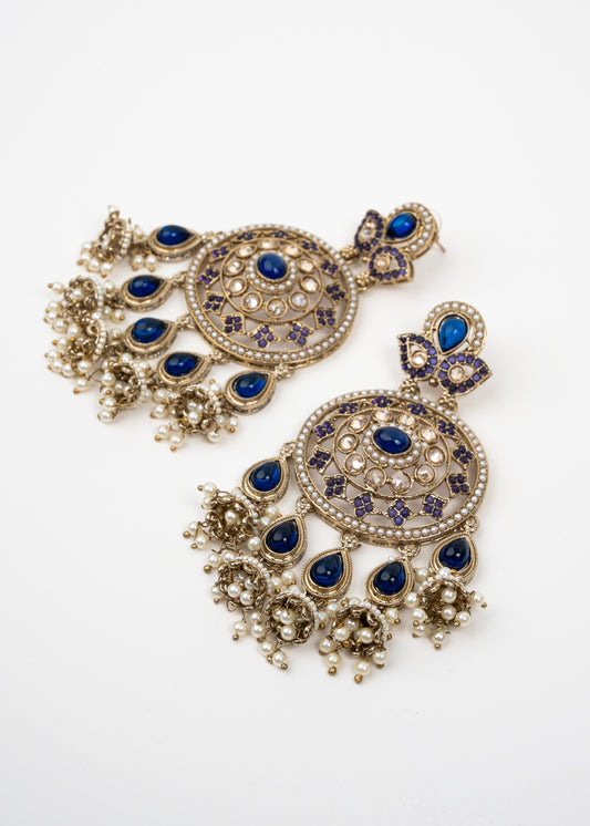 Royal Blue Stone Chandelier Earrings