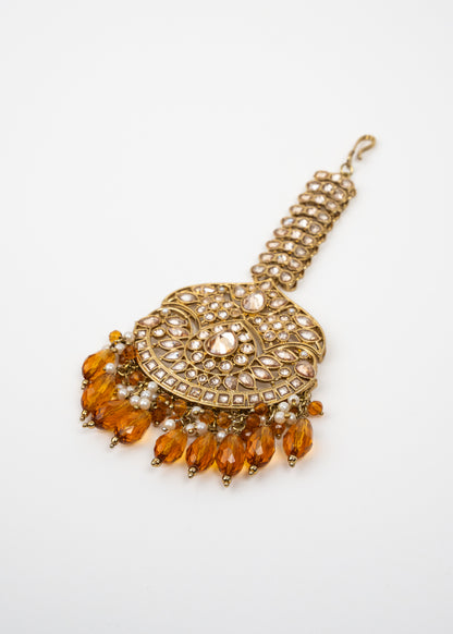 Rustic Sunset Jhumka Set with Orange Accents