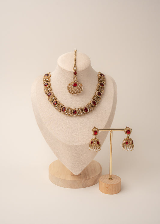 Maroon Glow Necklace Set