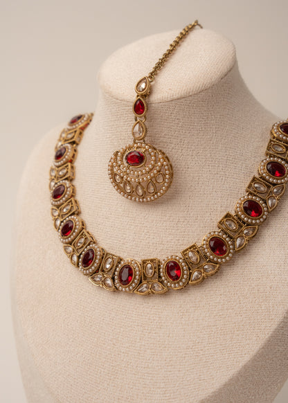 Maroon Glow Necklace Set