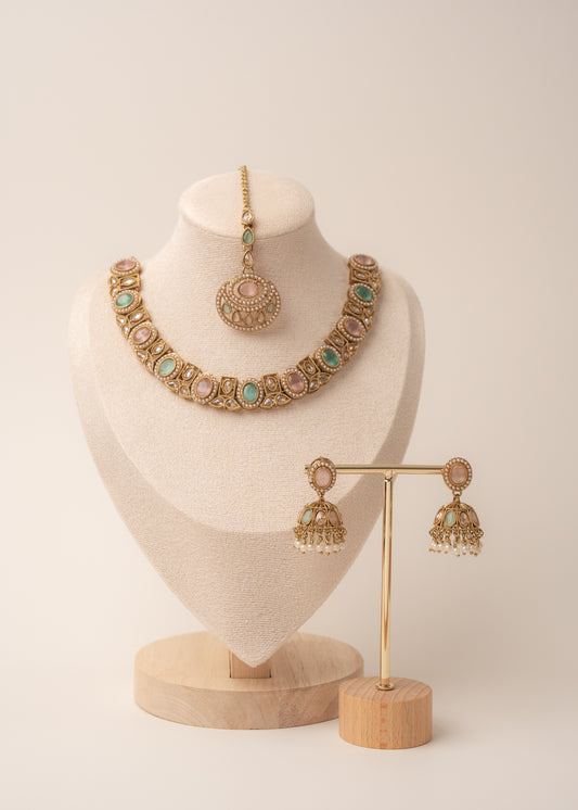 Ruby Emerald Harmony Necklace Set