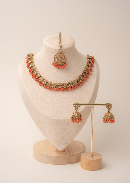Crimson Glow Kundan Necklace Set