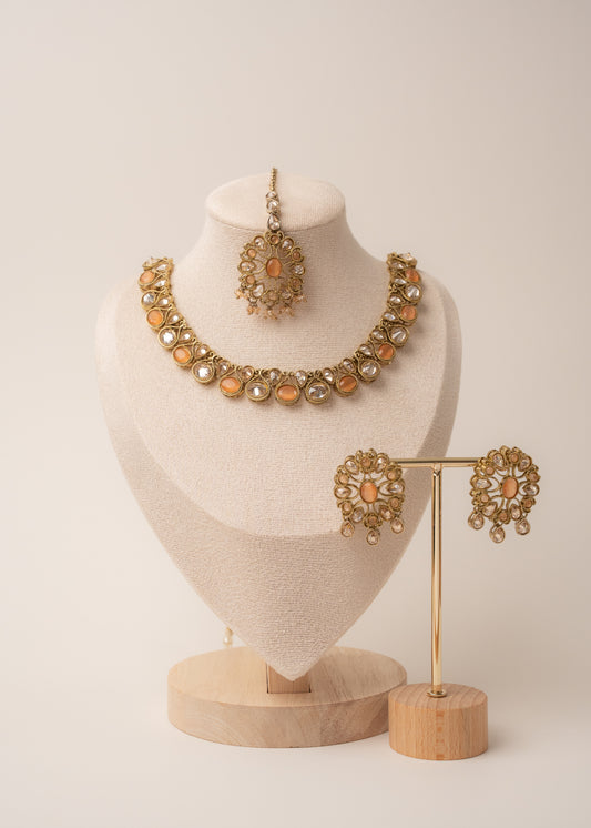 Royal Amber Kundan Necklace Set
