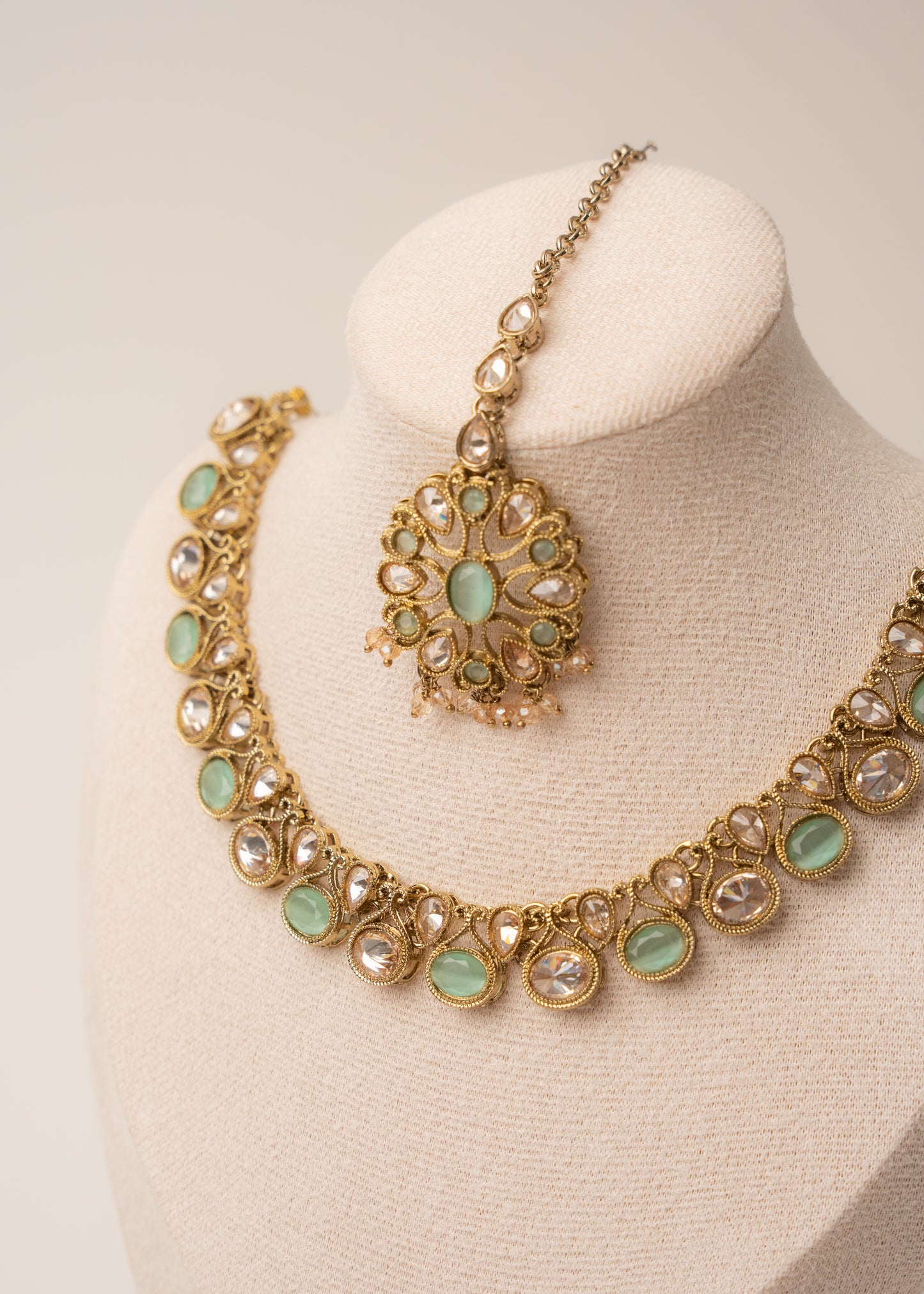 Classic glow Teal Kundan Necklace Set