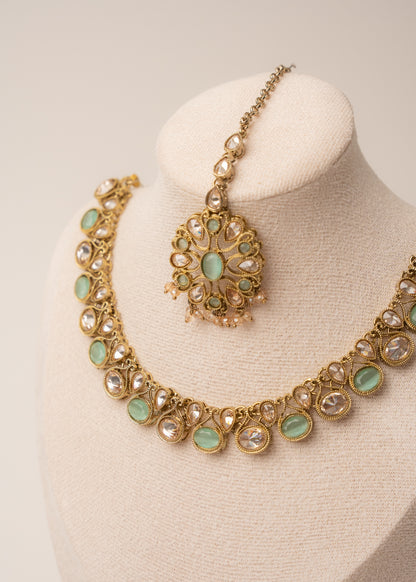 Classic glow Teal Kundan Necklace Set