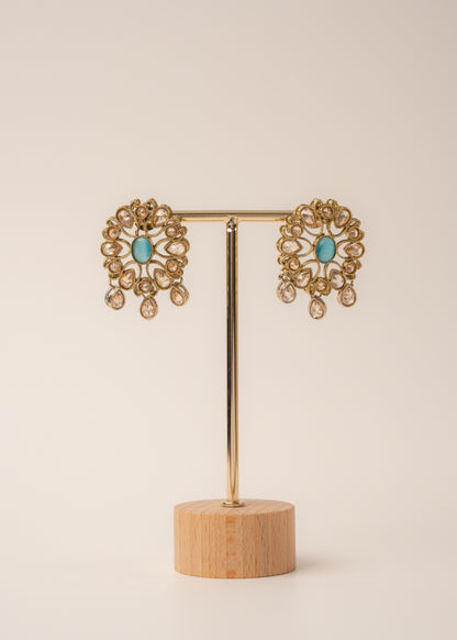 Aqua Glow Kundan Necklace Set