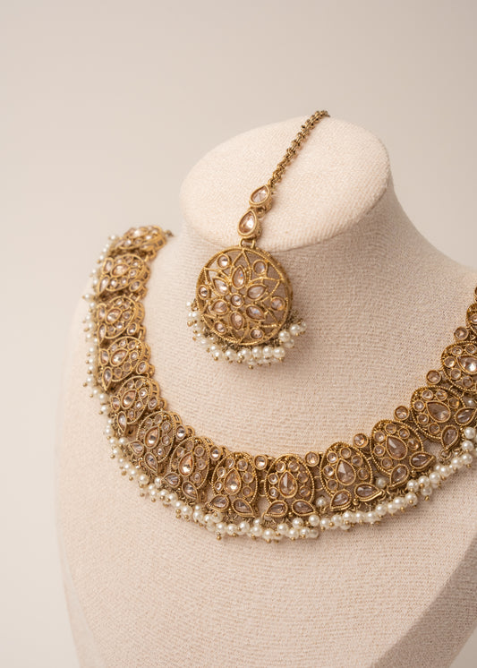 Bronze Glow and Perls Necklace Set