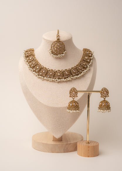 Bronze Glow and Perls Necklace Set
