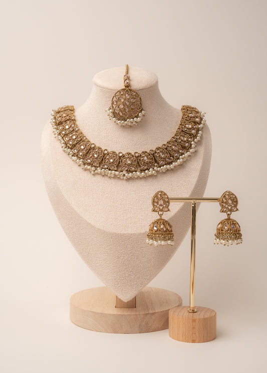 Bronze Glow and Perls Necklace Set