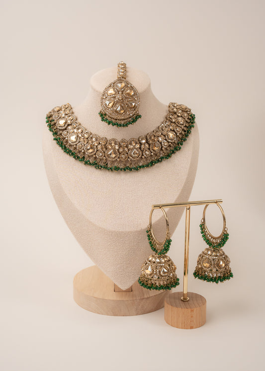 Emerald Royale Kundan Necklace Set