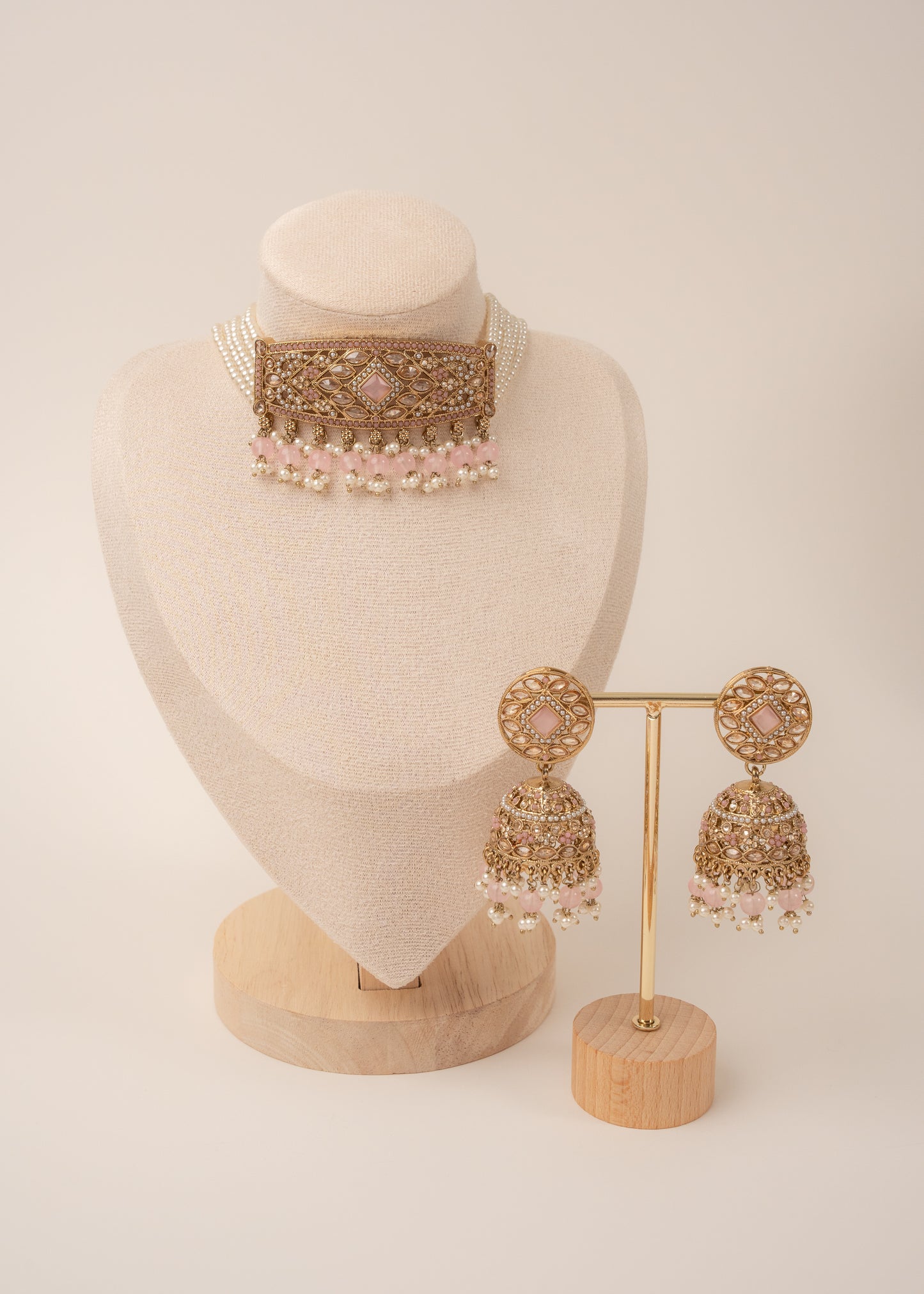 Blush Pink Pearl Choker Set