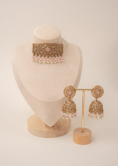 Blush Pink Pearl Choker Set