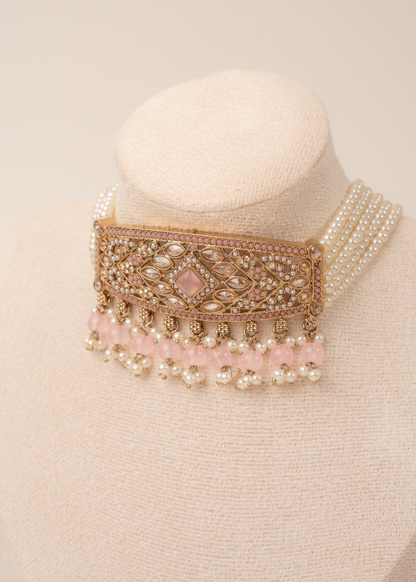Blush Pink Pearl Choker Set
