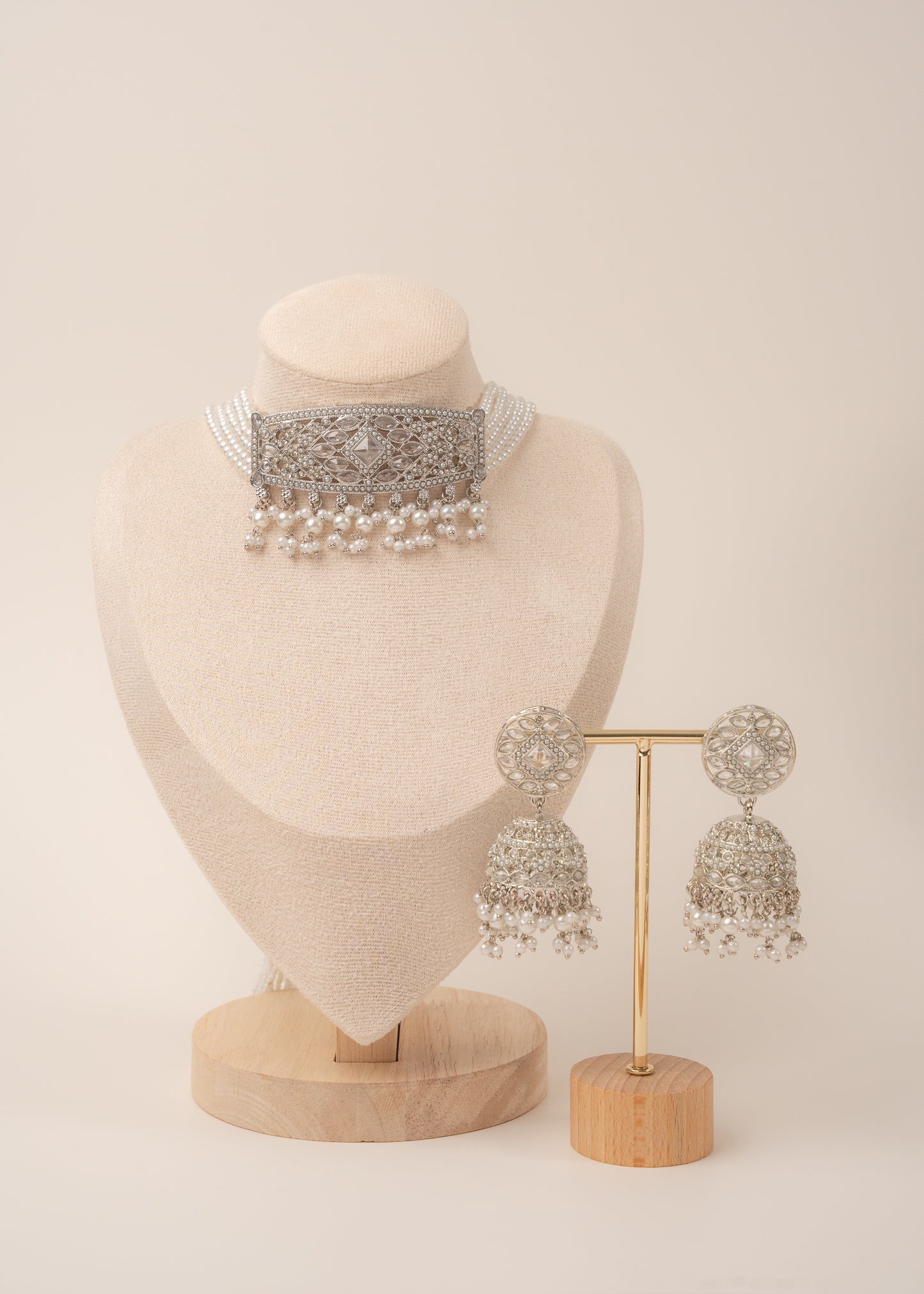 Silver Frost Crystal Choker Set