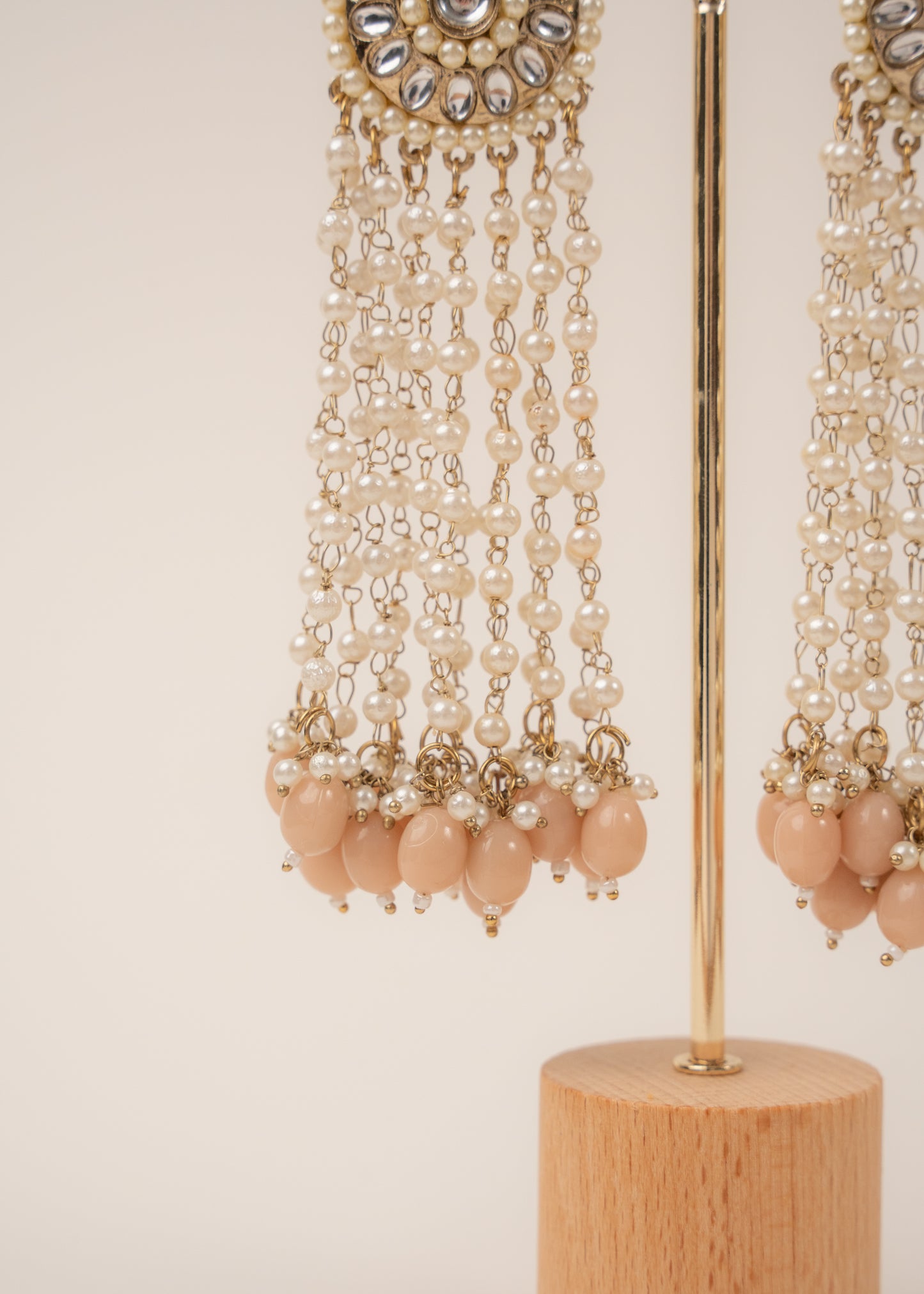 Rose Pearl Tassel Earrings
