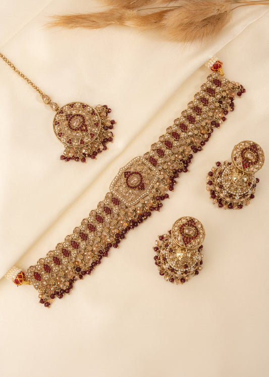 Blood Maroon Heritage Choker Set