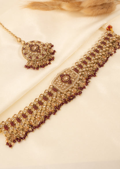 Blood Maroon Heritage Choker Set