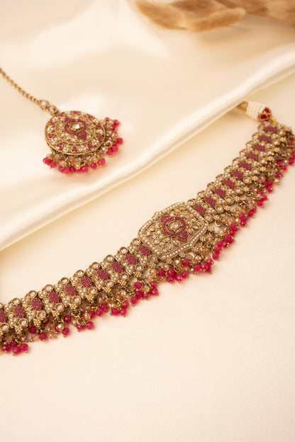 Ruby Glow Maharani Choker Set