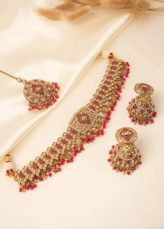 Ruby Glow Maharani Choker Set