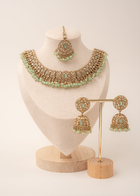 Mint Green Royal Charm Choker Set