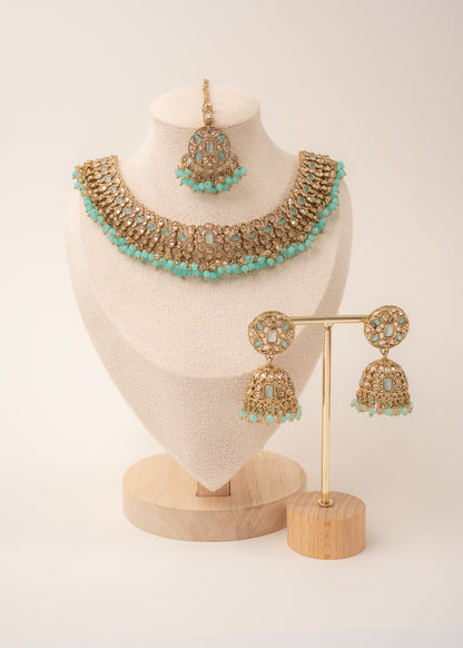 Green Bloom Choker Necklace Set