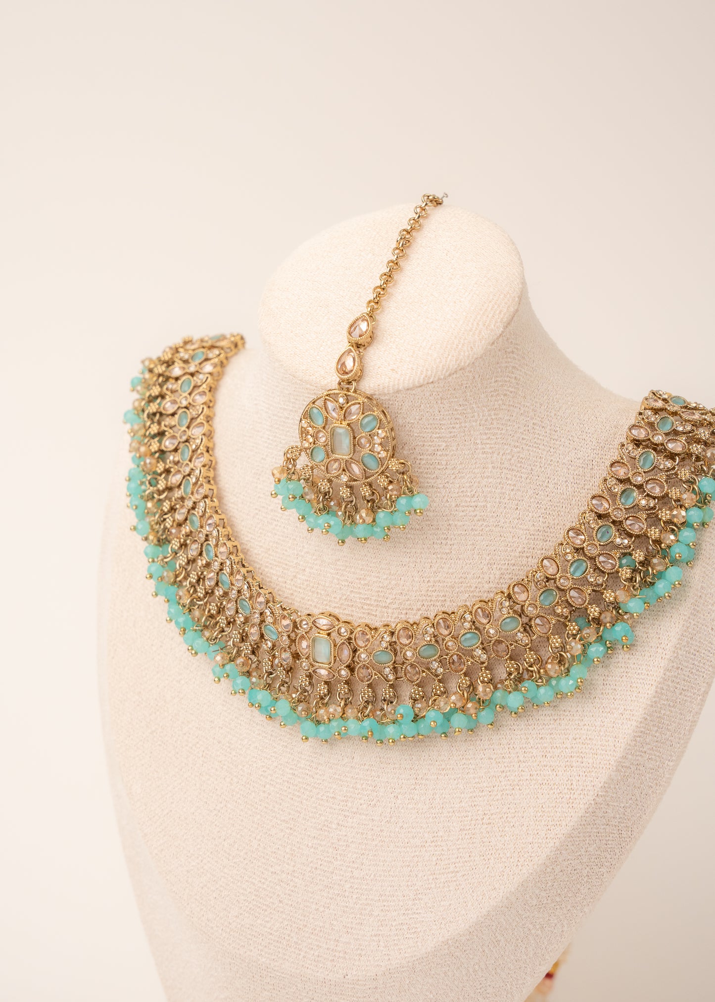 Green Bloom Choker Necklace Set