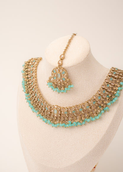 Green Bloom Choker Necklace Set
