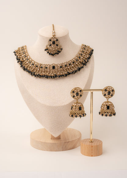 Antique Black Choker Necklace Set