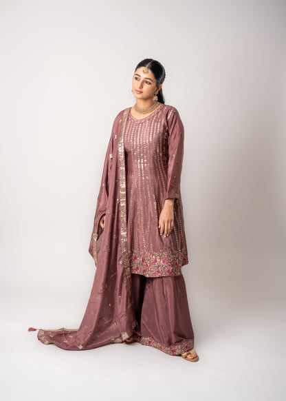 Muted Mauve Pink Gharara Suit