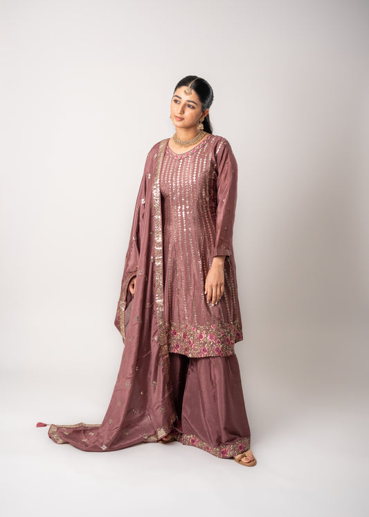 Muted Mauve Pink Gharara Suit